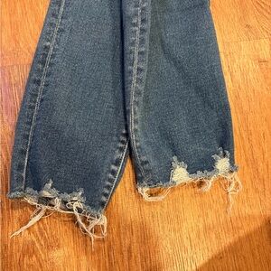 KanCan Cropped Distressed Hem Dark Blue Ankle Jeans